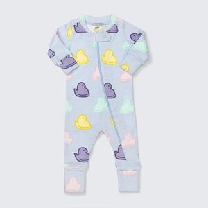 Monica + Andy One-Piece Easter Peeps Baby Pajamas with Convertible Feet - EUC